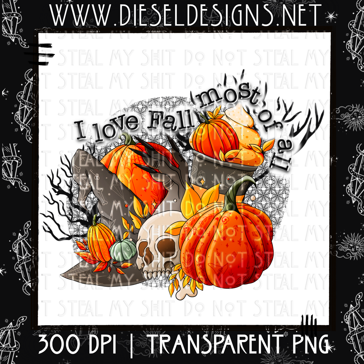 I love Fall most of all | 300 DPI | PNG