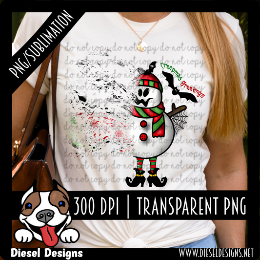 Dispersed Creepmas Greetings | 300 DPI | Transparent PNG