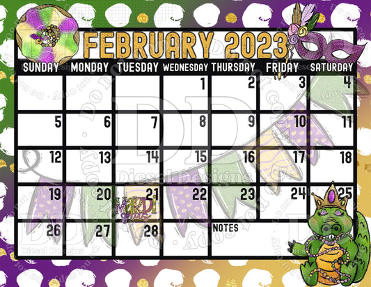 February: Mardi Gras | Monthly Digital Planner | 300 DPI | PNG & PDF included