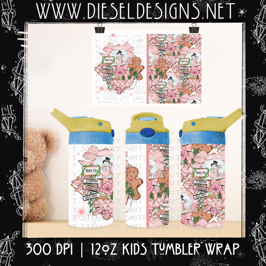 Pink Christmas Kids Tumbler Wrap | 300 DPI |