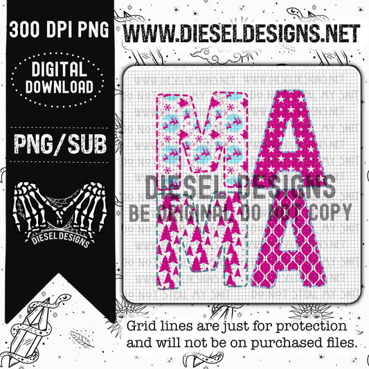 Pink Christmas Mama PNG  | 300 DPI | Transparent PNG