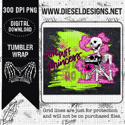 Puff Puff Princess Tumbler | 300 DPI | 20 oz Skinny Tumbler Wrap