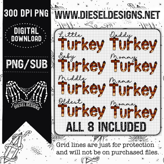 Family Turkey Bundle | 300 DPI | Transparent PNG