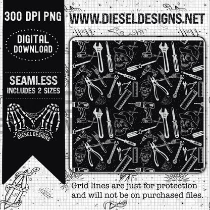 Skellie Tools Seamless  | 300 DPI | Seamless 12"x12" | 2 sizes Included