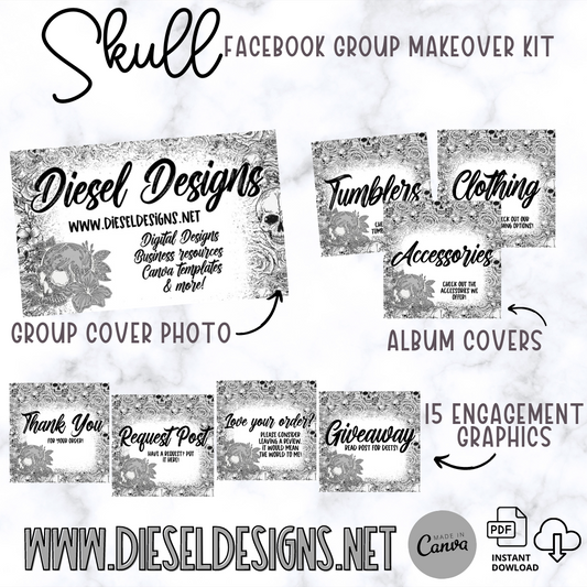 Skulls | Facebook Group Kits | Editable graphics included |
