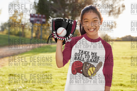 Take Me Out Red Softball  | 300 DPI | Transparent PNG
