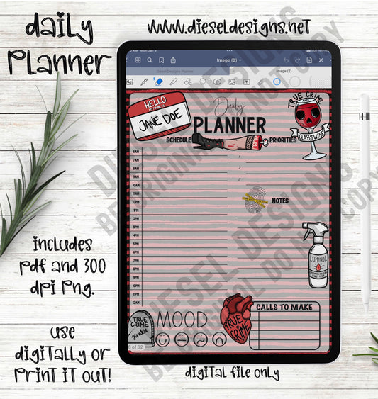 True Crime | Daily Digital Planner | 300 DPI | PNG & PDF included