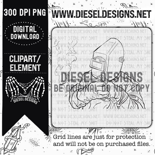 Welder Outline | 300 DPI | Transparent PNG | Clipart |