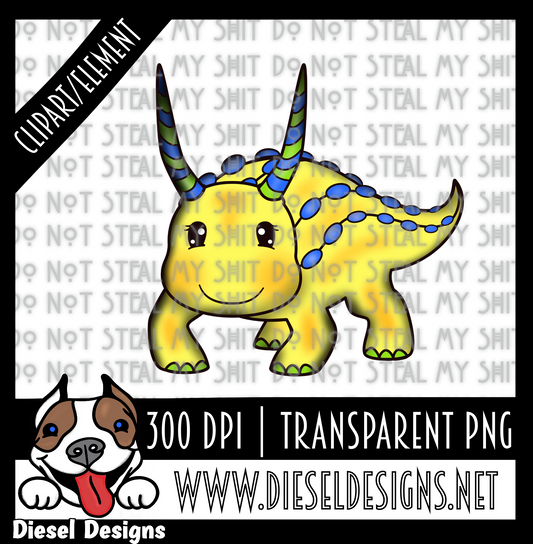 Yellow Dino Clip Art  | 300 DPI | Transparent PNG | Clipart |