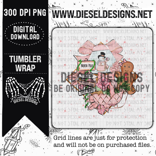 Sparkle Pink Christmas Tumbler Wrap | 300 DPI | 20 oz Skinny Tumbler Wrap | PNG