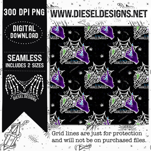 Black Halloweed Seamless | 300 DPI | Seamless 12"x12" | 2 sizes Included