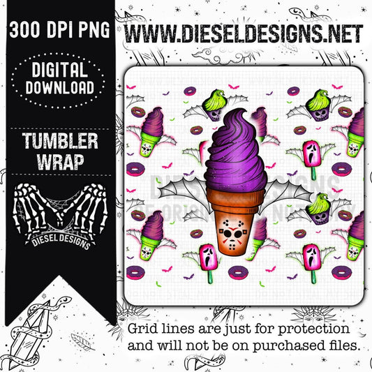 Flying Ice- Cream Cone Tumbler Wrap | 300 DPI | 20 oz Skinny Tumbler Wrap | PNG