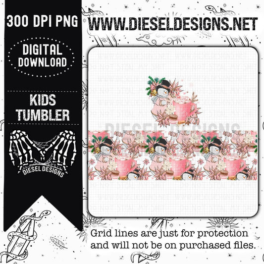 Kids Pink Christmas Tumbler Wrap | 300 DPI | 20 oz Skinny Tumbler Wrap | PNG