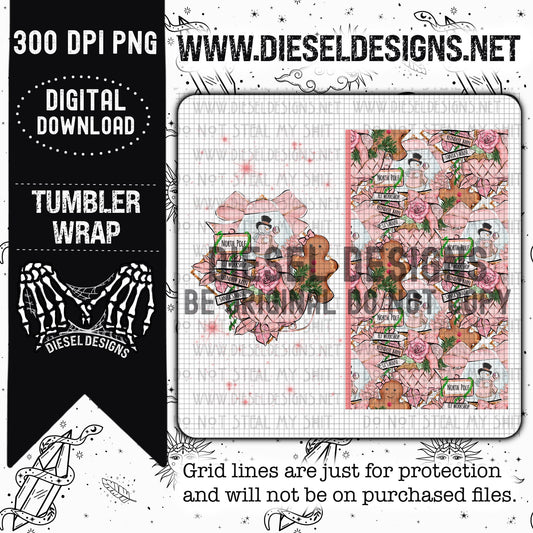 Pink Christmas Tumbler Wrap | 300 DPI | 20 oz Skinny Tumbler Wrap | PNG