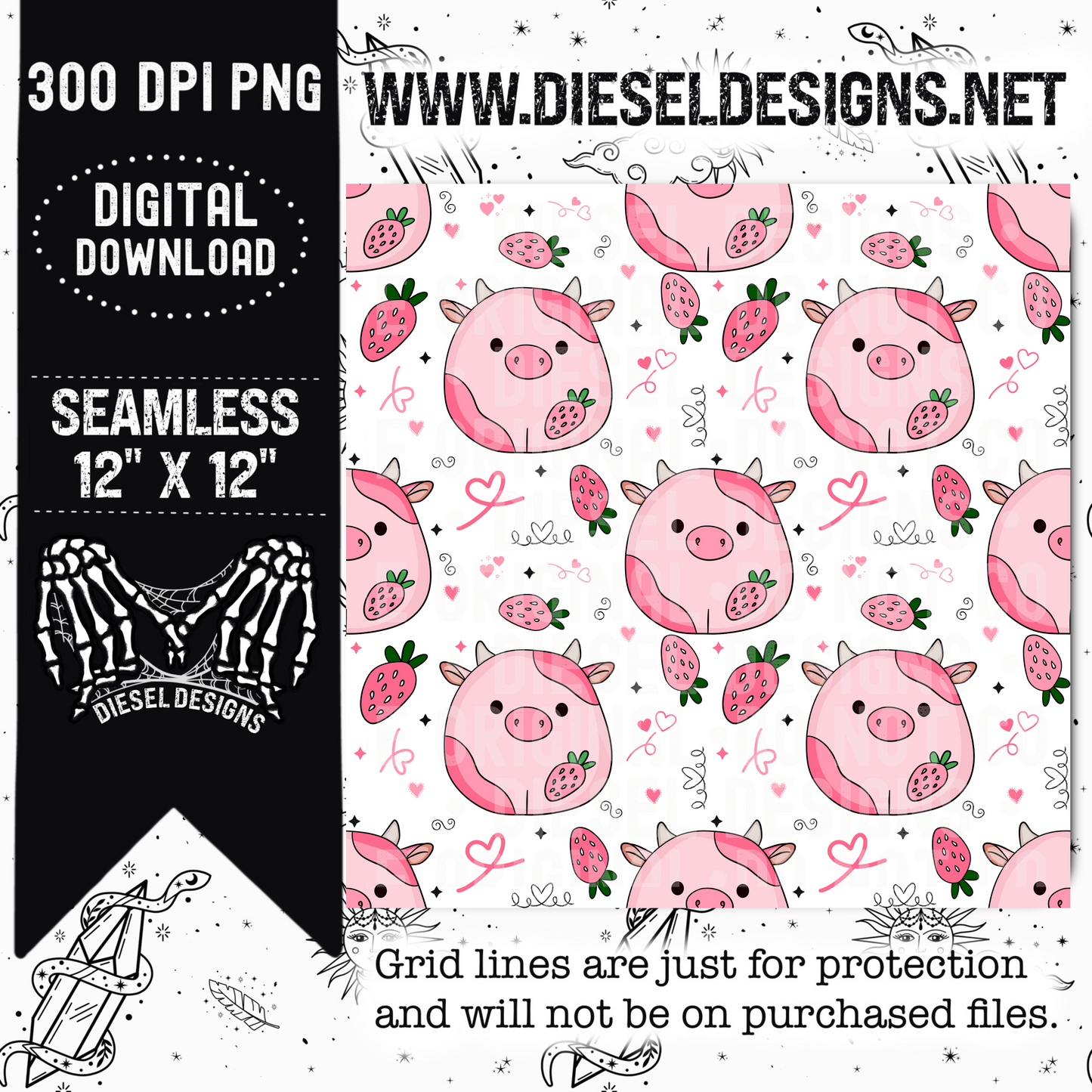 Pig Squishmellow  | 300 DPI | 12" x 12" | Seamless File