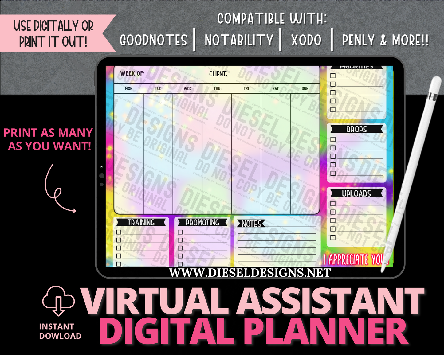 Rainbow | VA Digital Planner | 300 DPI | PNG & PDF included