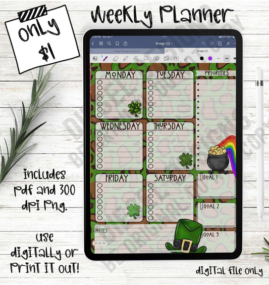 St. Patrick's Day | 6-Day Digital Planner | 300 DPI | PNG & PDF included