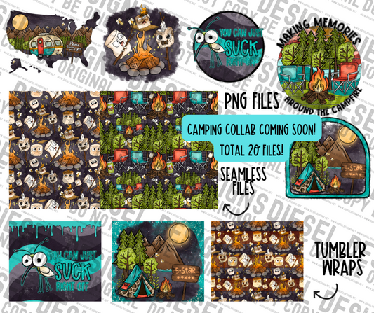 Camping Collab with MarkeeMaker | 300 DPI | PNG | Seamless | Tumbler Wraps | Collab |