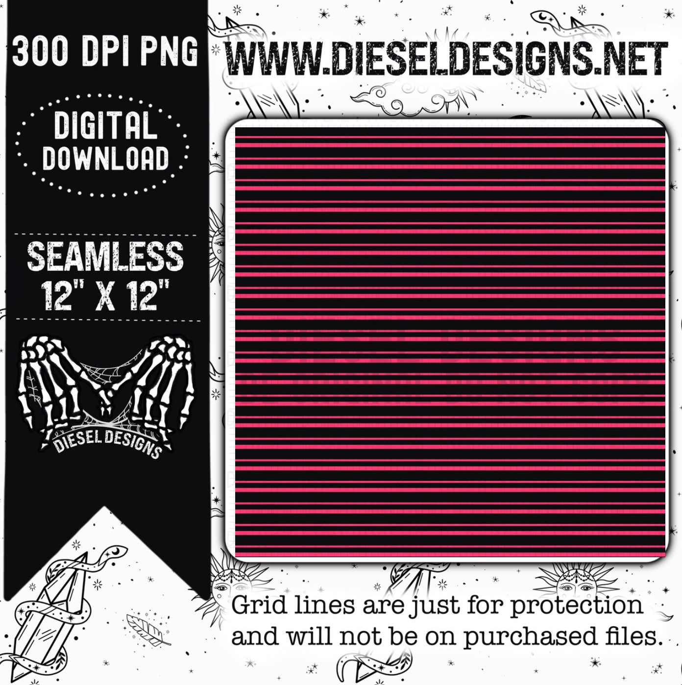 Dark Pink Stripes Seamless   | 300 DPI | 12" x 12" | Seamless File