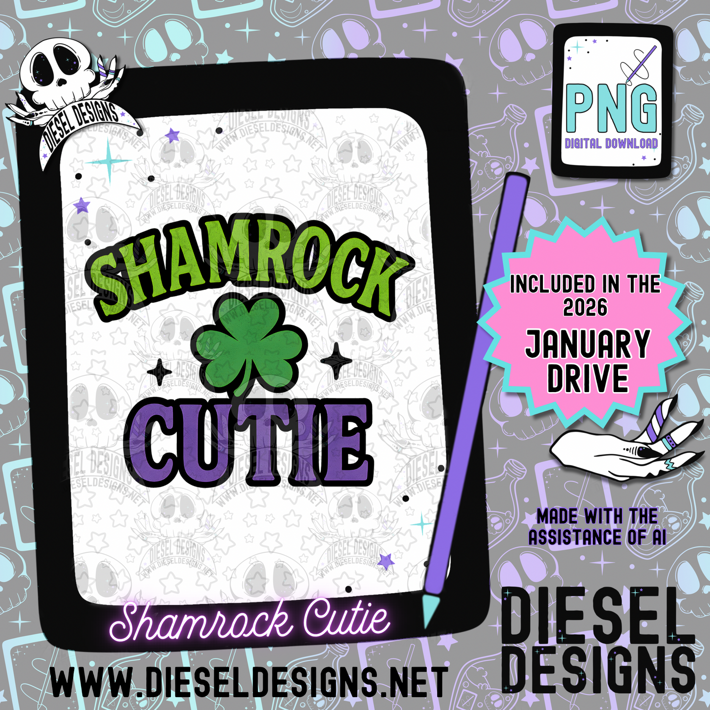 Shamrock Cutie PNG  | 300 DPI | Transparent PNG | Digital File Only