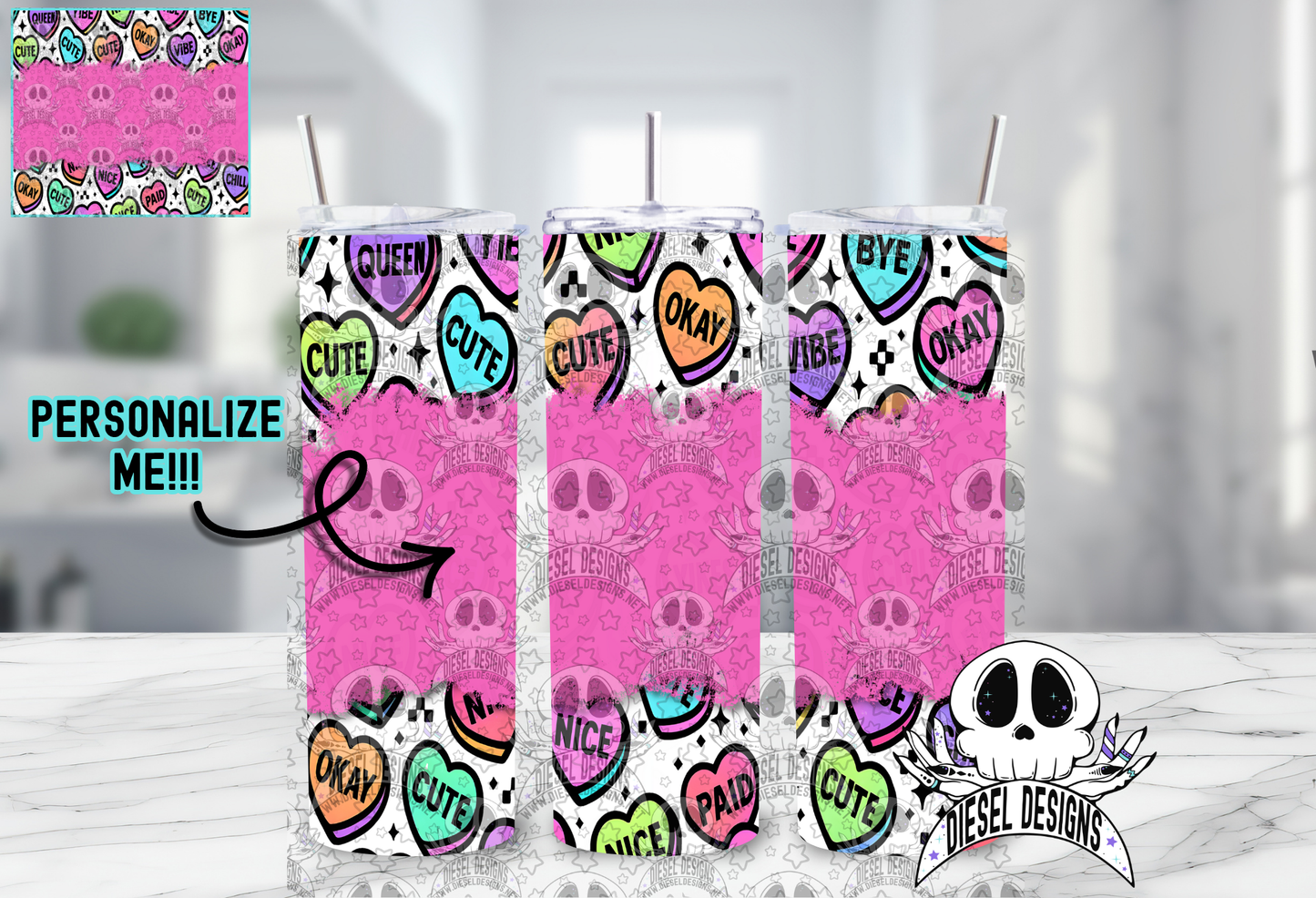 Convo Heart With Your Own Personalization Tumbler | 20oz. Tumbler Wrap | 300 DPI | Digital File Only