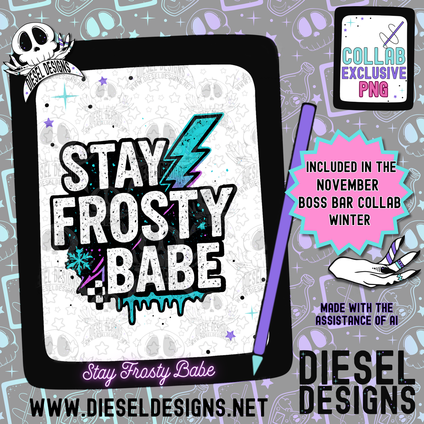 Winter The Boss Bar Collab | 300 DPI | PNG | Seamless | Tumbler Wraps | Collab | Digital File Only