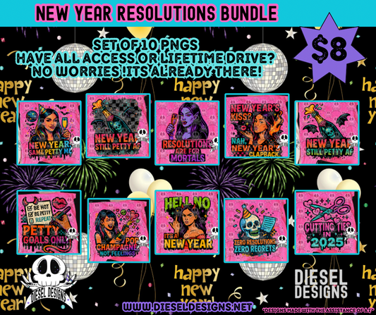 New Year Resolutions Bundle | 300 DPI | PNG | Bundles | Digital File Only