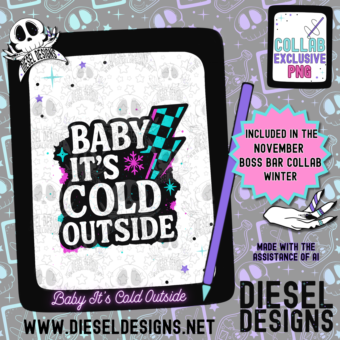 Winter The Boss Bar Collab | 300 DPI | PNG | Seamless | Tumbler Wraps | Collab | Digital File Only