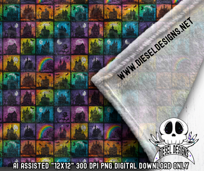 Rainbow Haunts V4 Seamless | Seamless File | 300 DPI | 12" x 12" | Digital File only