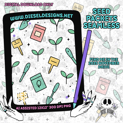 Seed Pack Seamless | Seamless File | 300 DPI | 12" x 12" | Digital File only