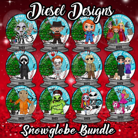 2023 Christmas Snowglobes Bundle | 300 DPI | PNG | Seamless | Tumbler Wraps