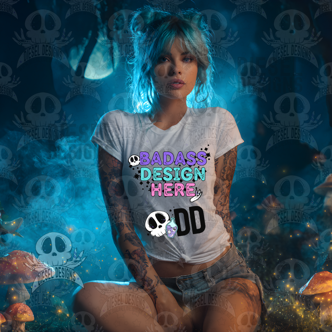 White T-shirt Mushroom Forrest Mock Up Bundle | AI Assisted Mock UP | PNG | Bundle