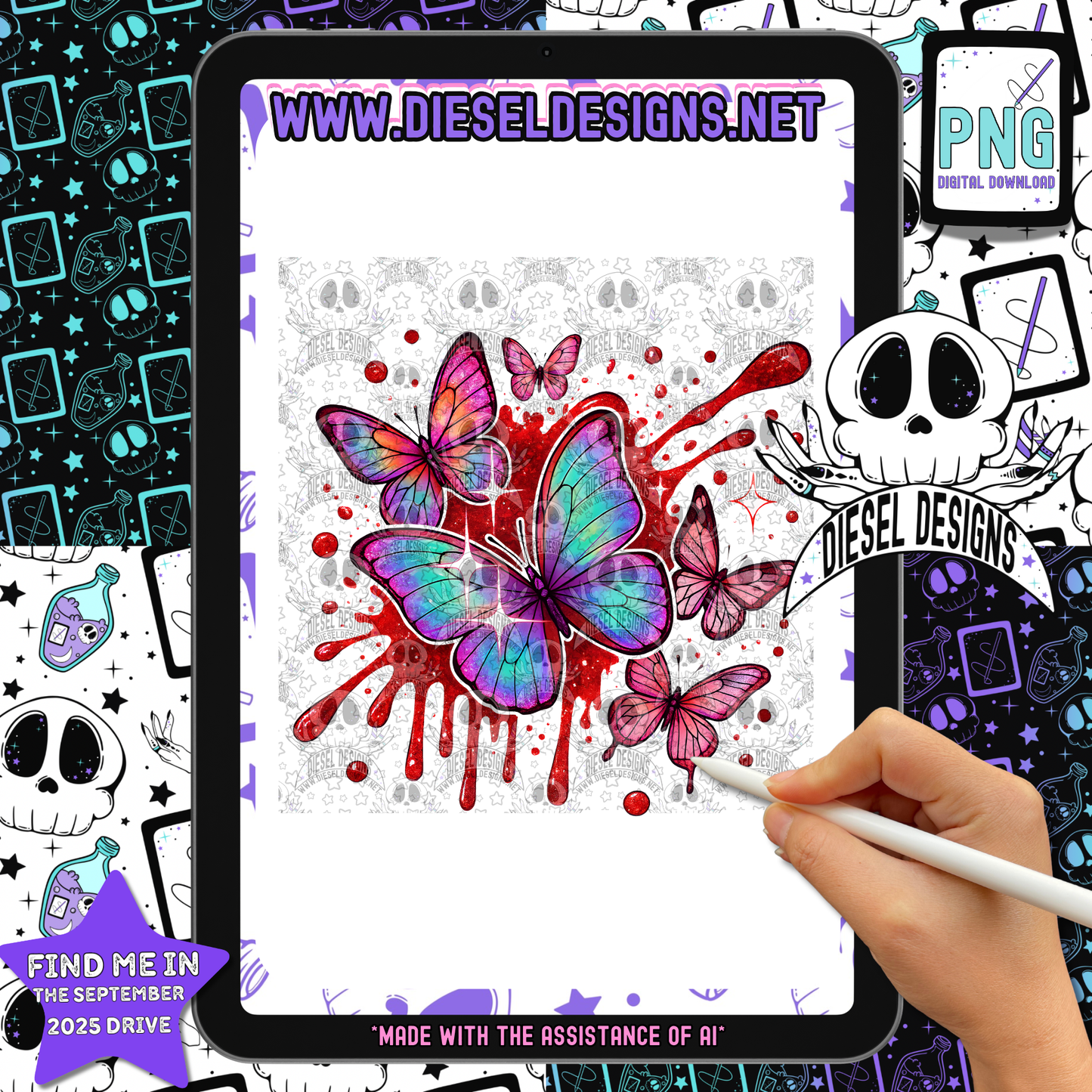 Bloody Butterflies PNG  | 300 DPI | Transparent PNG | Digital File Only