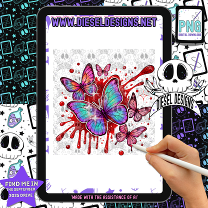 Bloody Butterflies PNG  | 300 DPI | Transparent PNG | Digital File Only