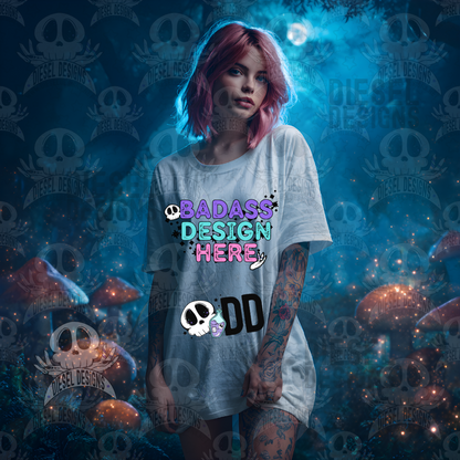 White T-shirt Mushroom Forrest Mock Up Bundle | AI Assisted Mock UP | PNG | Bundle