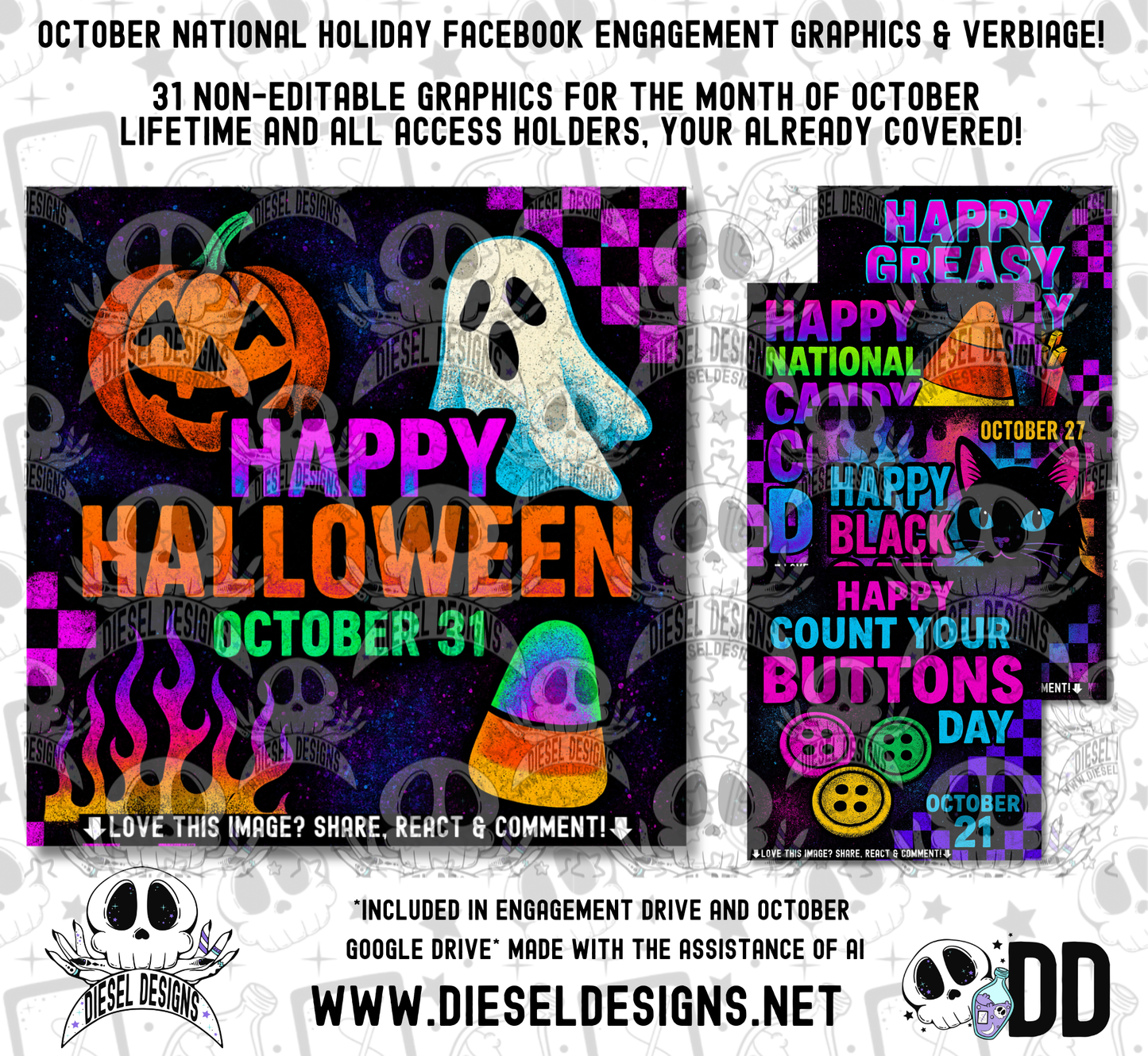 OCTOBER National Holiday Social Media Graphics & Verbiage | PNG | Facebook | Instagram