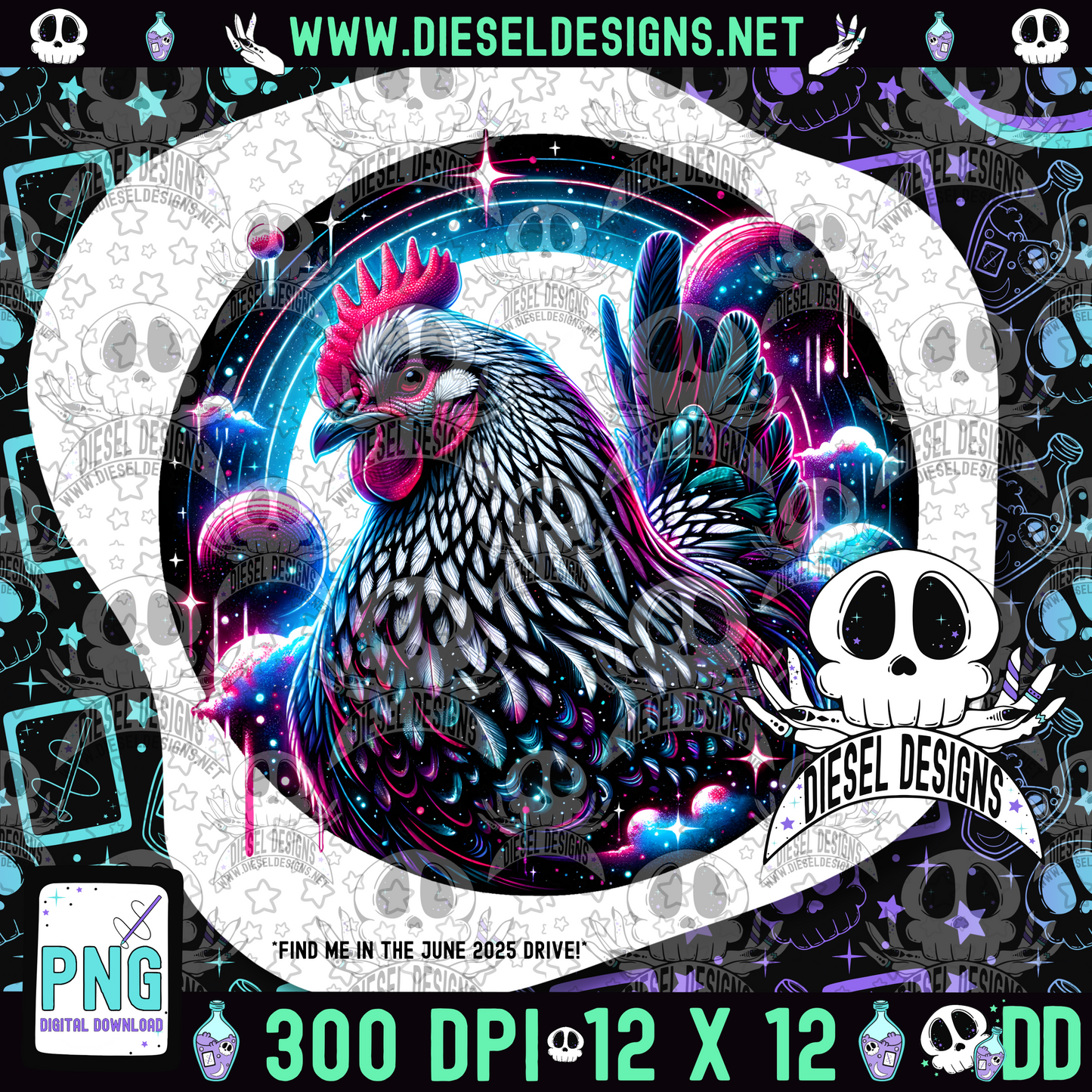 Galaxy Chicken V1 PNG  | 300 DPI | Transparent PNG | Digital File Only