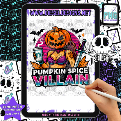 Pumpkin Spice Villain PNG  | 300 DPI | Transparent PNG | Digital File Only