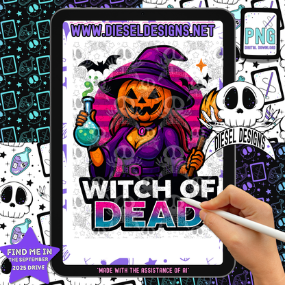 Witch of Dead — Pumpkin-Head Witch Halloween PNG for Shirts, Stickers & Tumblers (300 DPI Digital Download) 🎃🧪