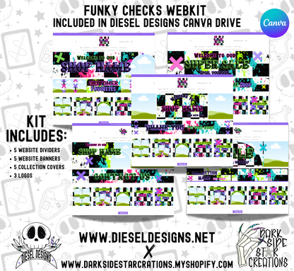 Funky Checkered Website Kits | Website Kits | Editable graphics included
