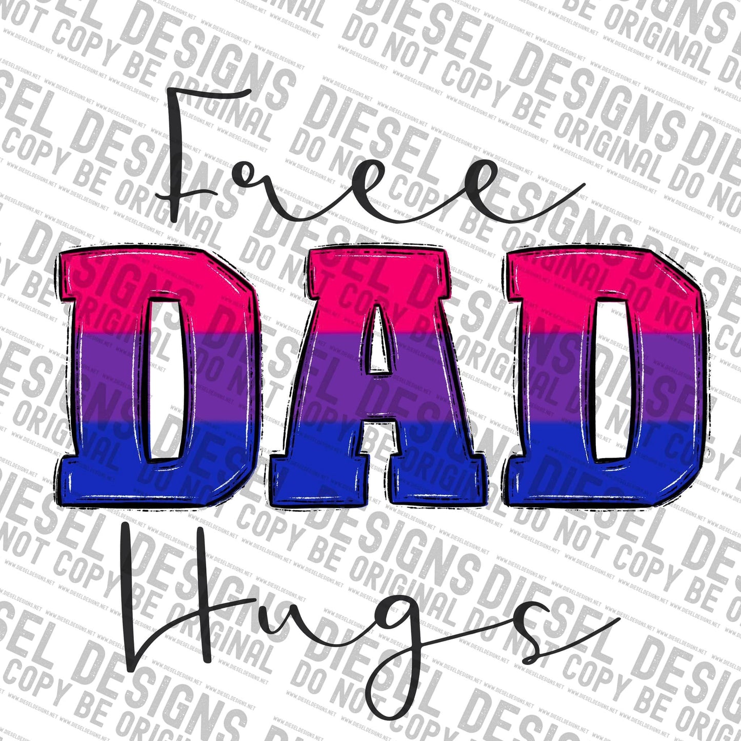 Bisexual Free Dad Hugs | 300 DPI | Transparent PNG
