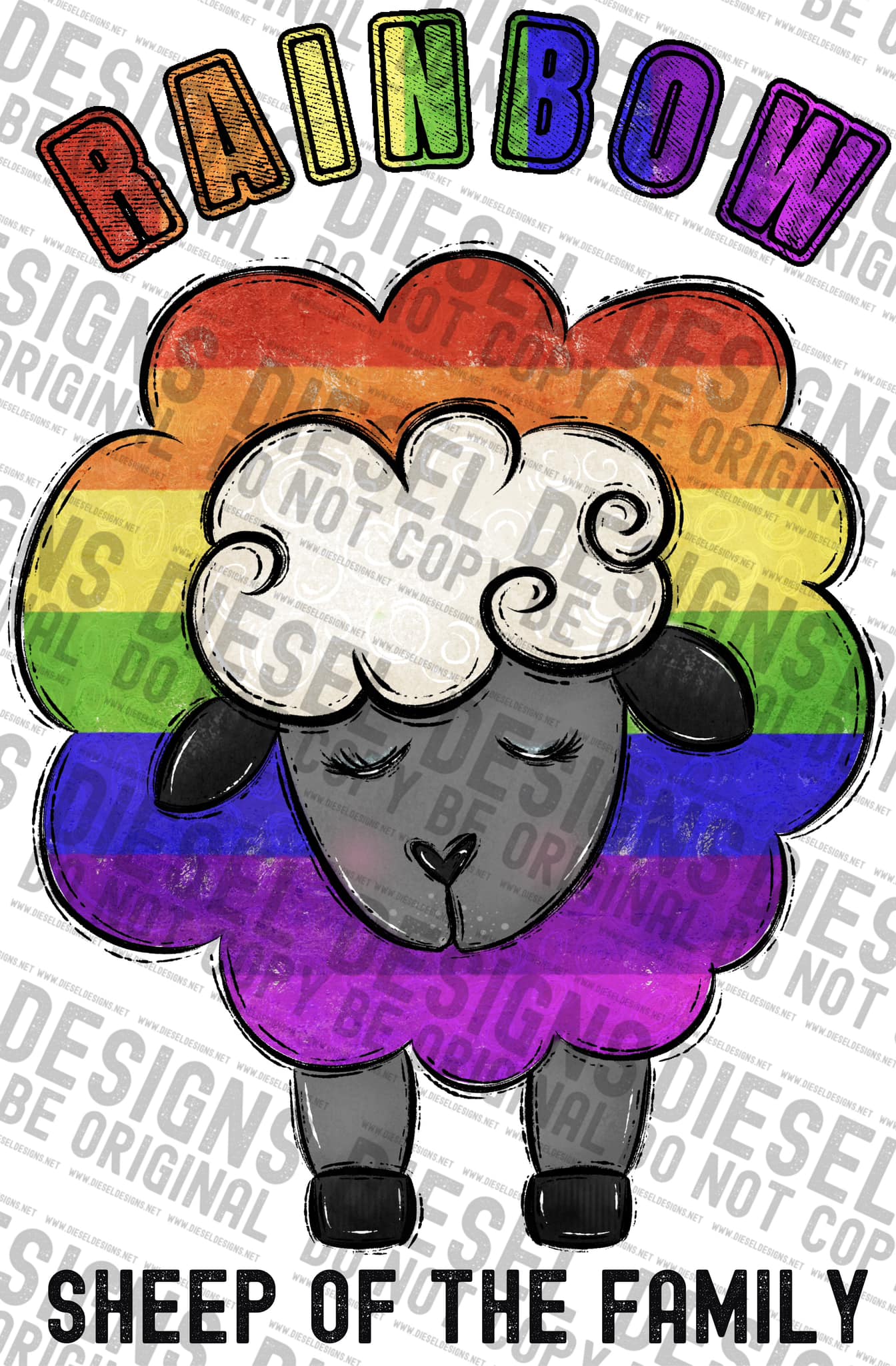Pride Rainbow Sheep | 300 DPI | Transparent PNG