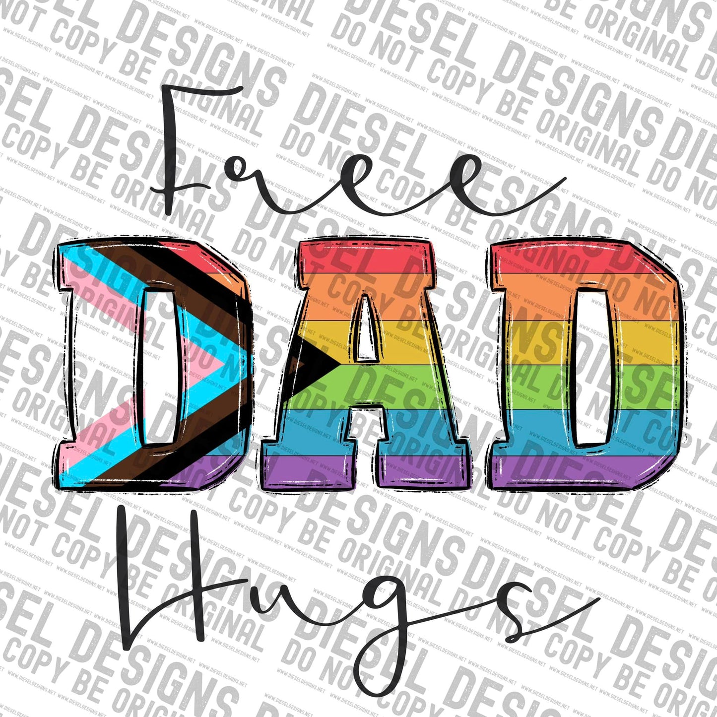 Pride progressive dad hugs | 300 DPI | Transparent PNG