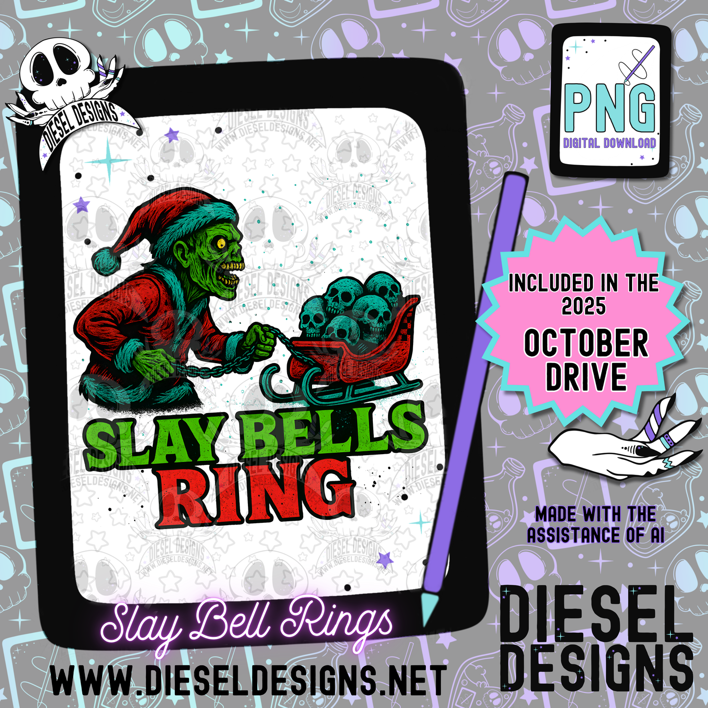 Sleigh Bells Ring V1 PNG  | 300 DPI | Transparent PNG | Digital File Only