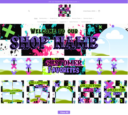 Funky Checkered Website Kits | Website Kits | Editable graphics included