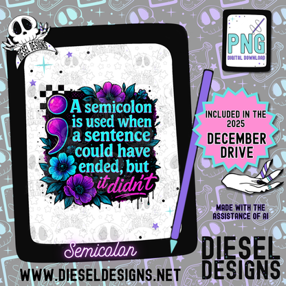 Semicolon PNG  | 300 DPI | Transparent PNG | Digital File Only