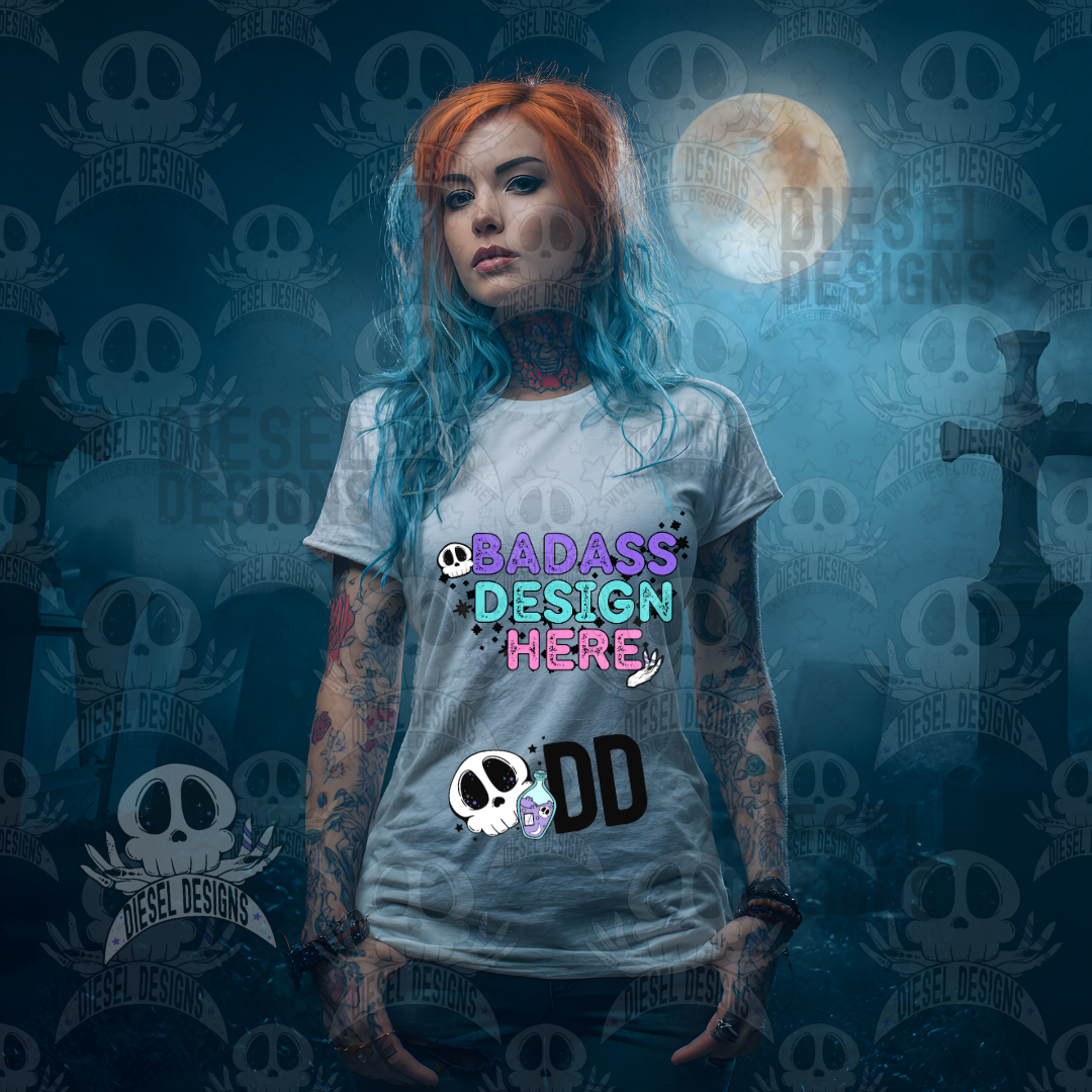 White T-Shirts In The Graveyard Mock Up Bundle | AI Assisted Mock UP | PNG | Bundle