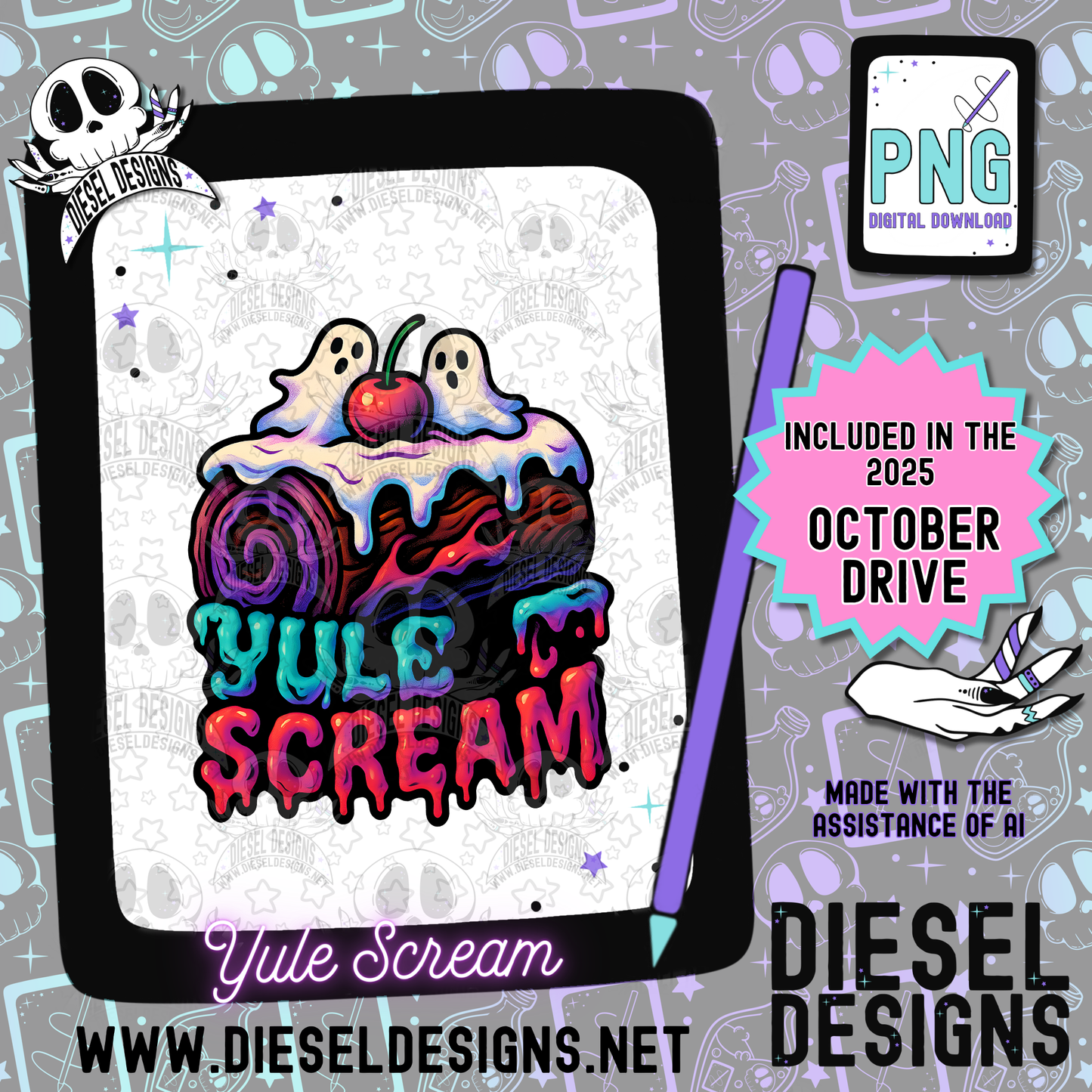 Yule Scream PNG  | 300 DPI | Transparent PNG | Digital File Only