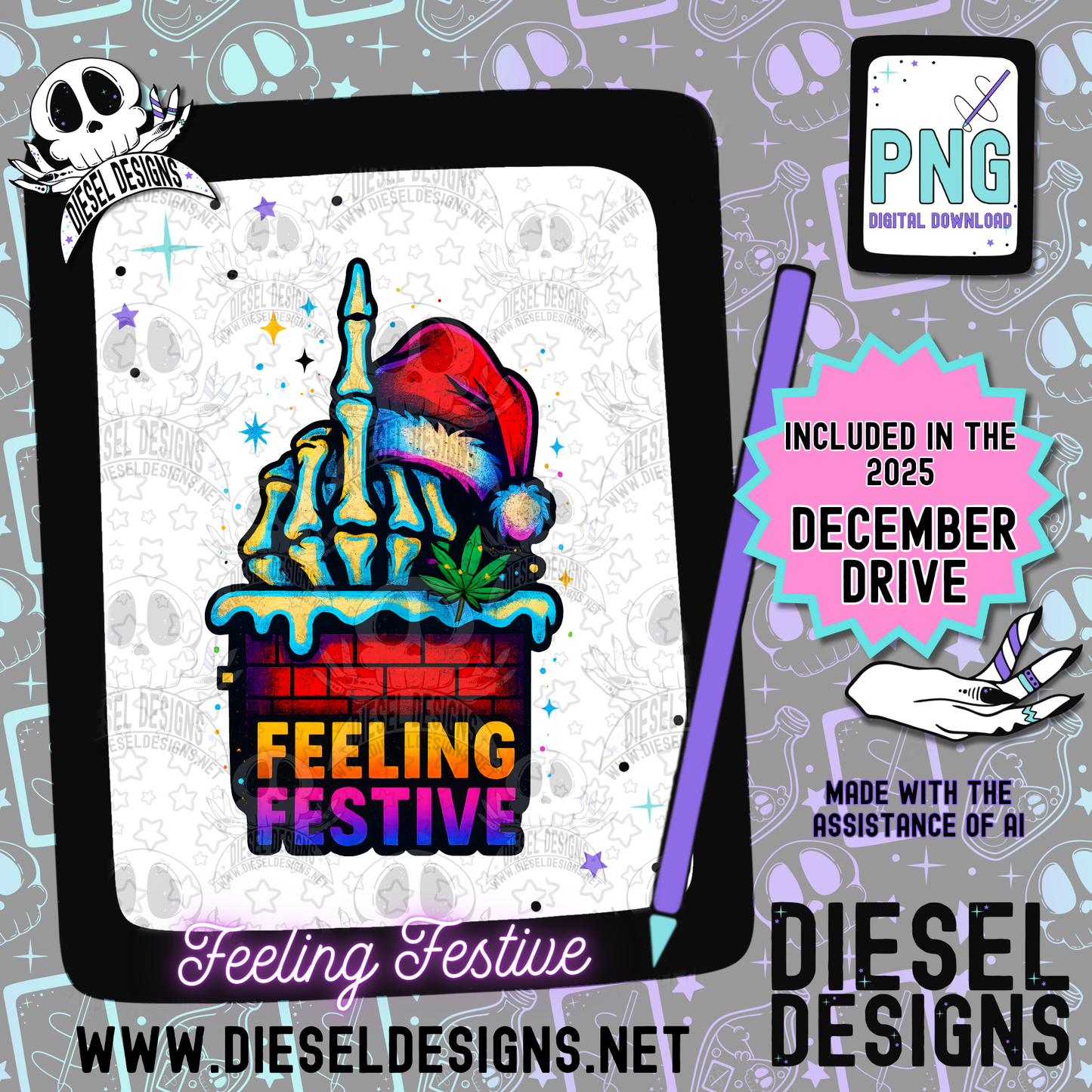 Feeling Festive PNG  | 300 DPI | Transparent PNG | Digital File Only