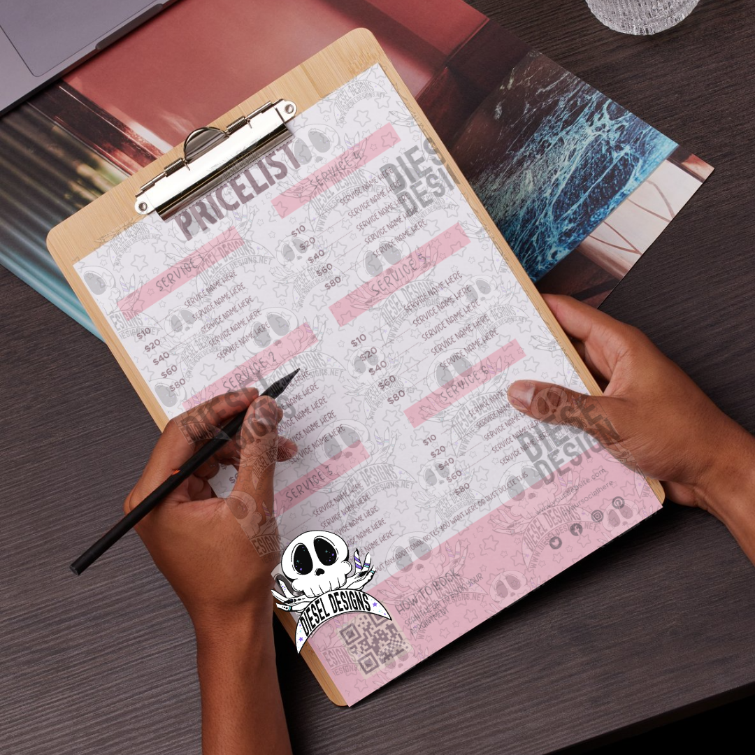 Pink Pricelist With QR Code | Pricelist | Editable in CANVA